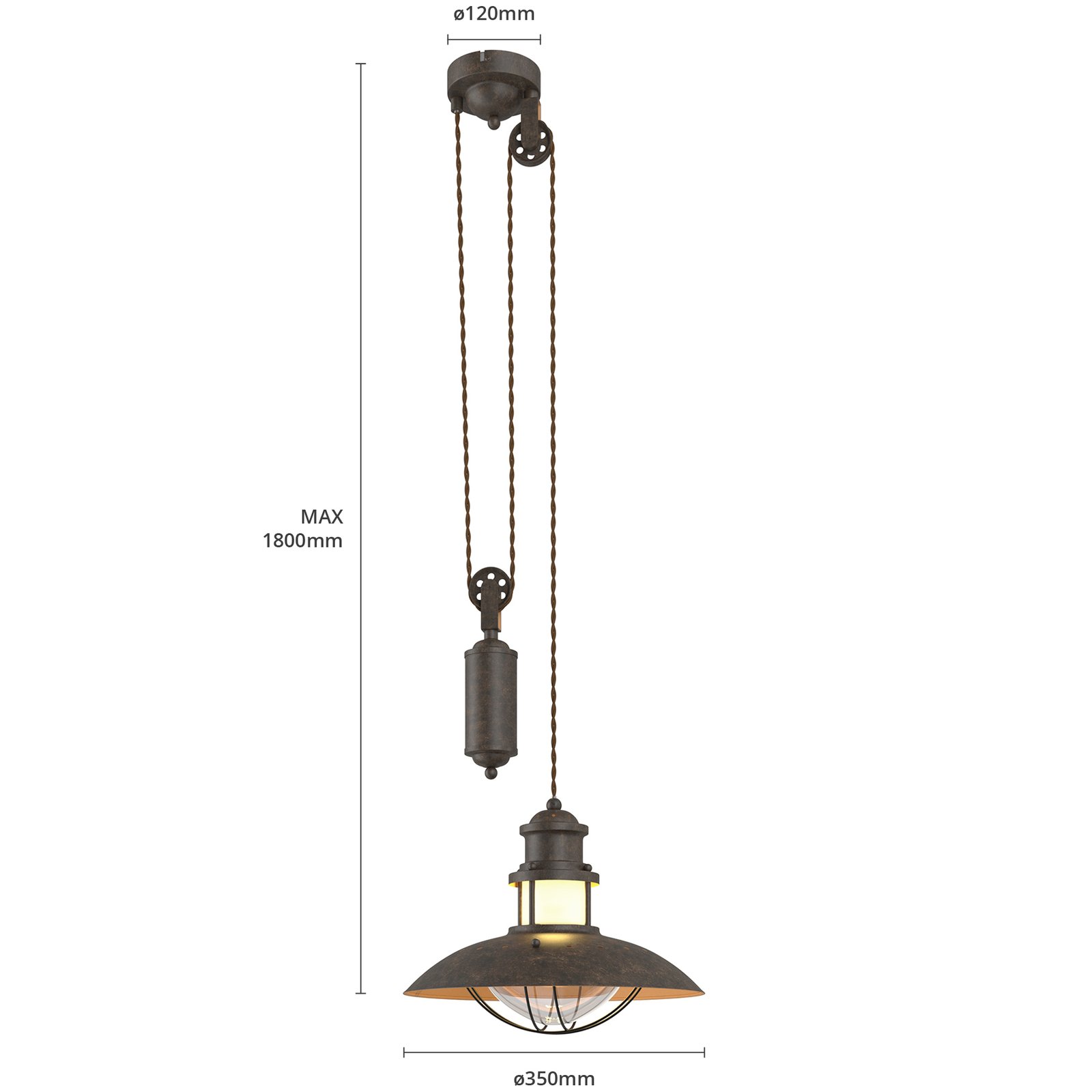 Louisanne height-adjustable pendant light