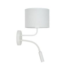 Aplique de pared, blanco, tela, brazo de lectura