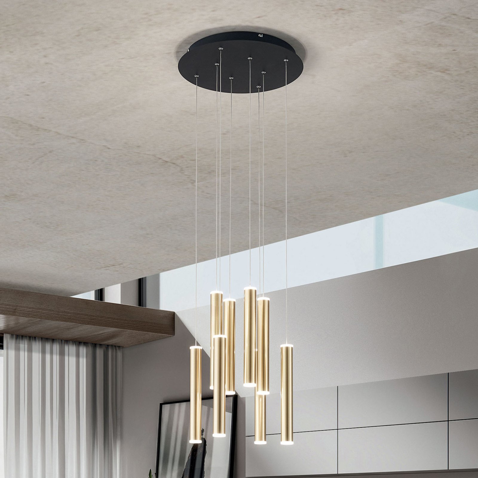 LED pendant light Prado, 8-bulb, Ø 40 cm, dimmable