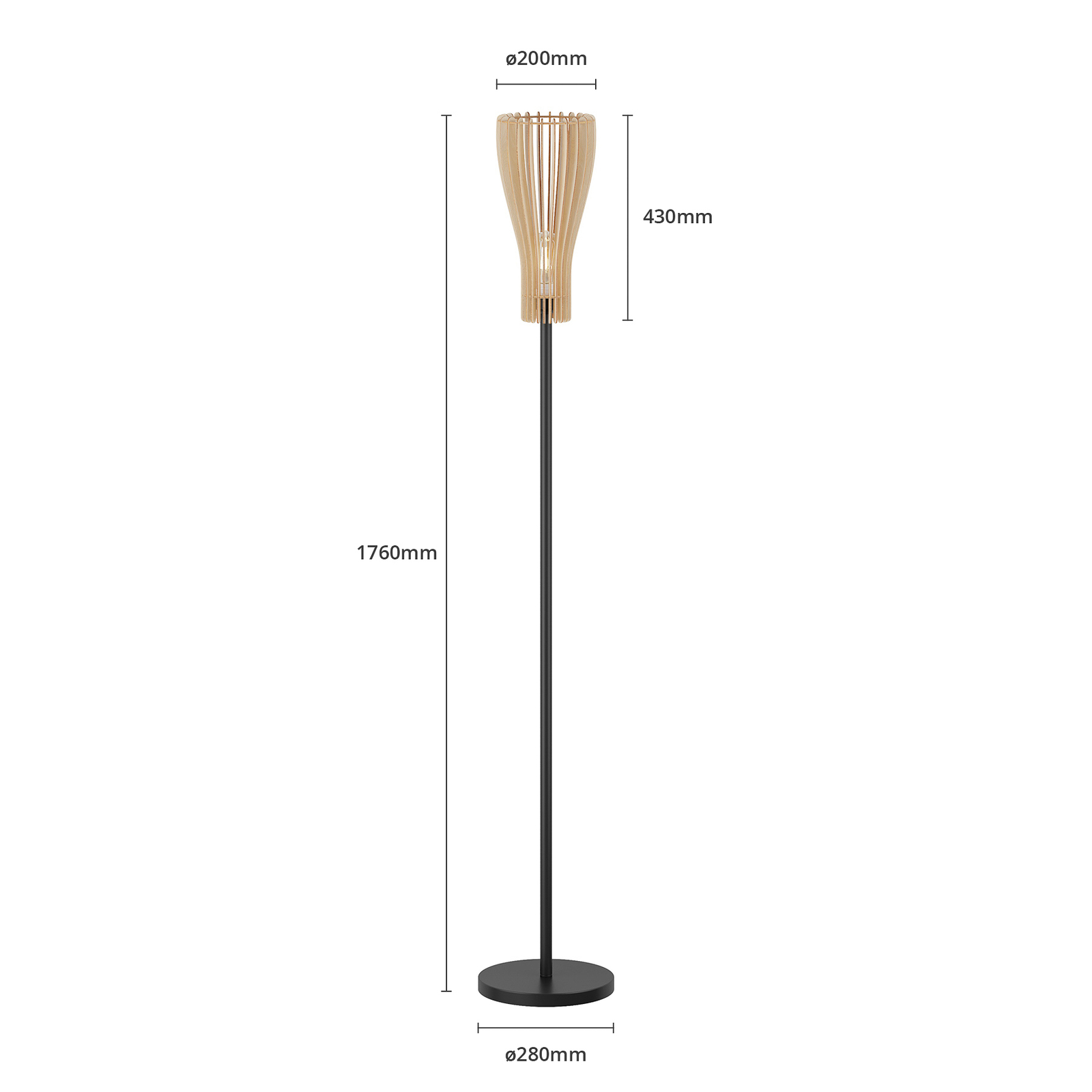 Envolight Furn vloerlamp, metaal/berkenmultiplex