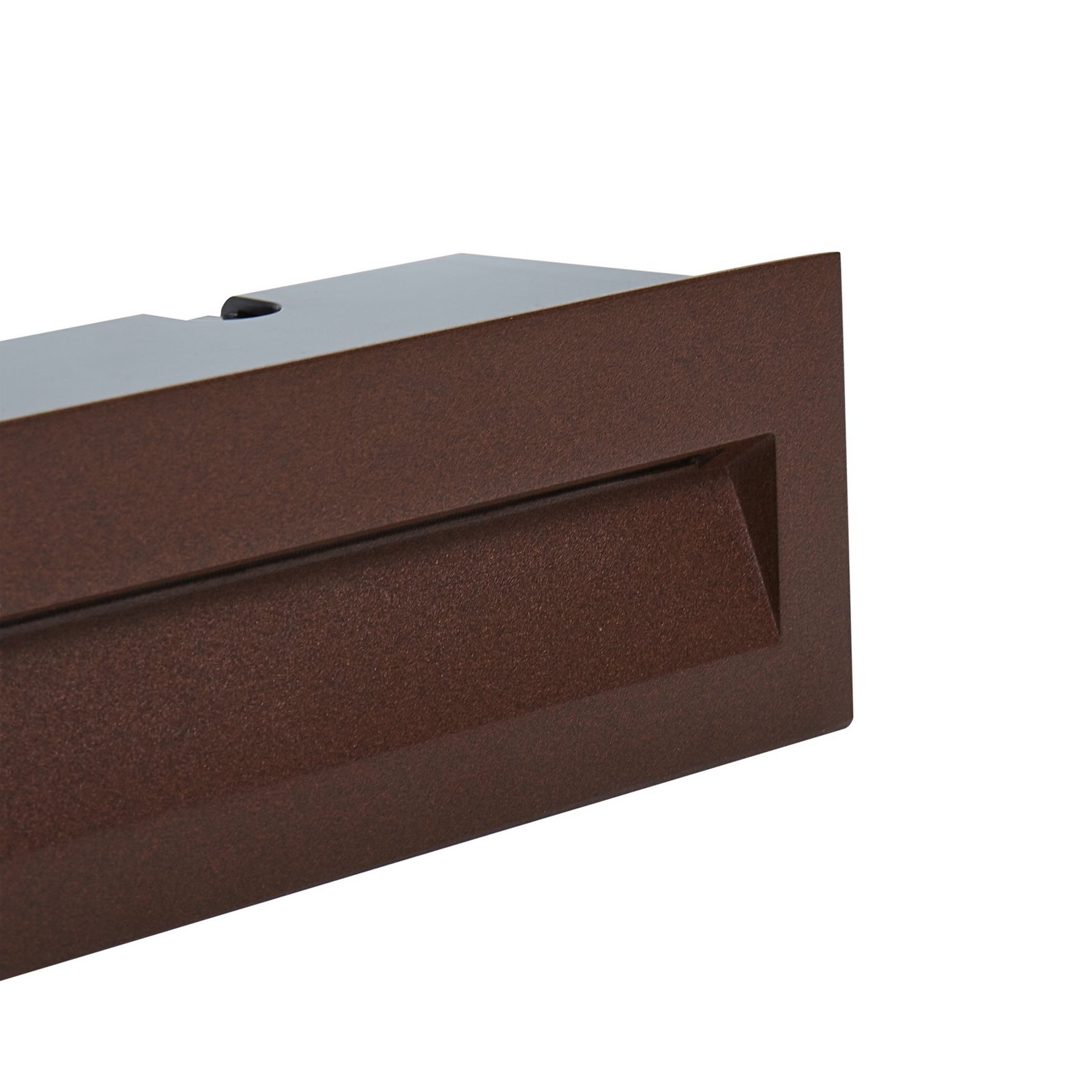 Lucande LED recessed wall light Loya, 23 x 8 cm, rust, IP54