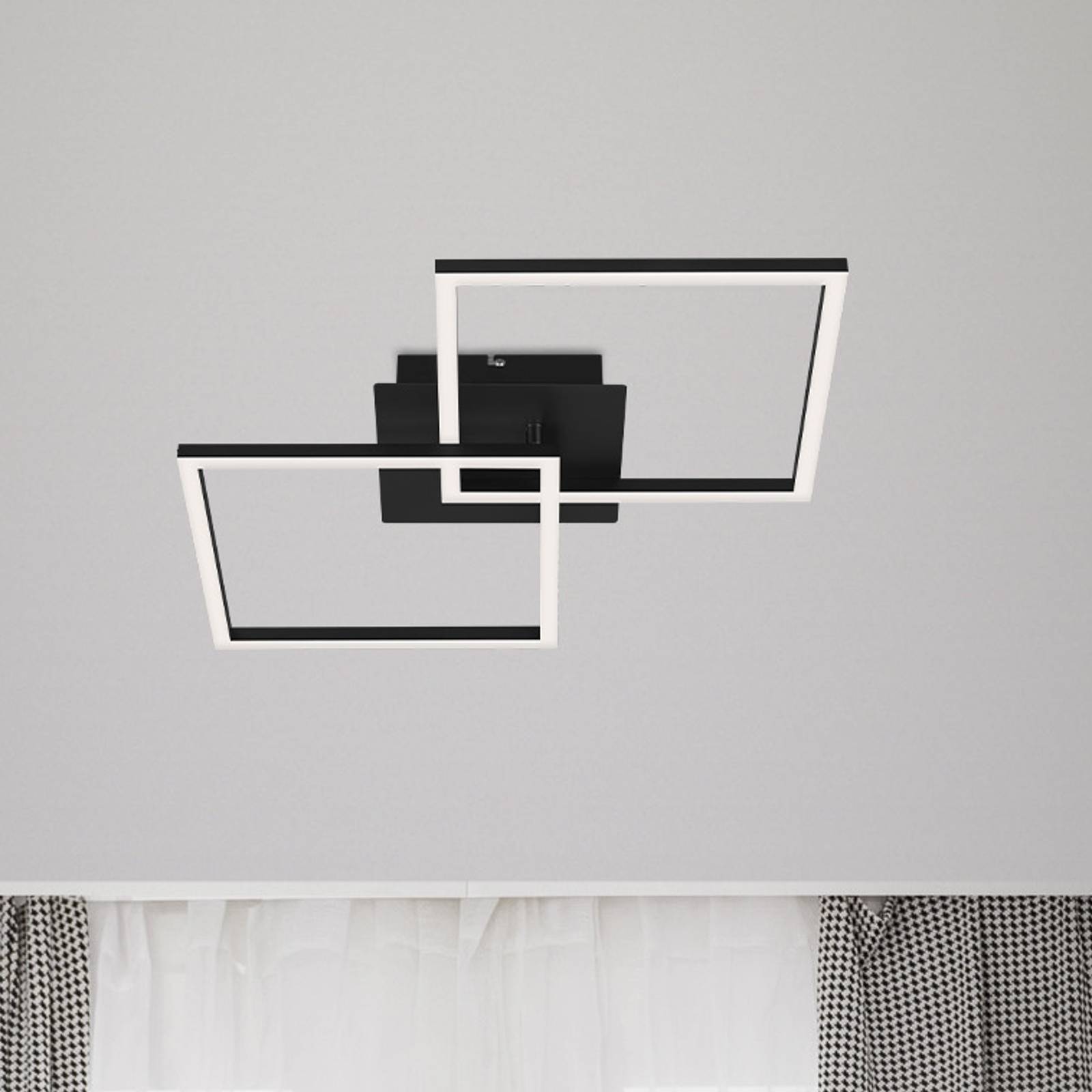 Briloner Plafonnier LED Frame 2 lampes Switch dim noir