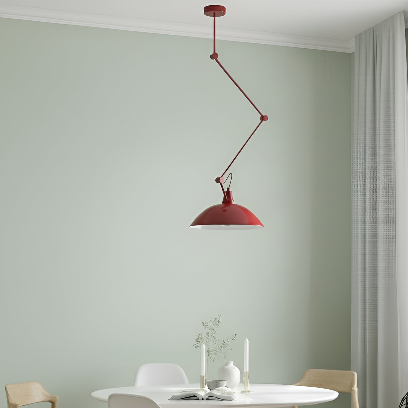 Viseća lampa Melos, crvena, Ø 36 cm, metalna - Aldex