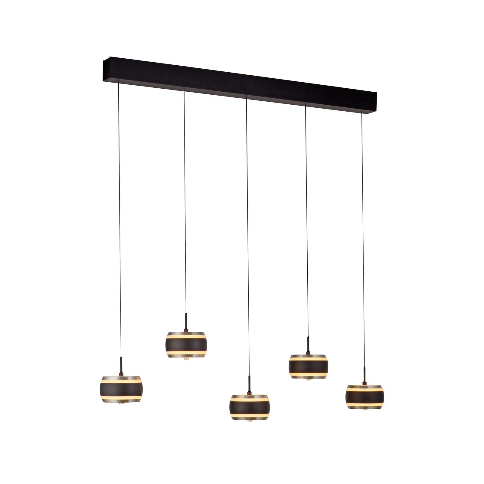 PURE LED-Hängelampe Falling Rings schwarz Länge 101 cm 5-fl.