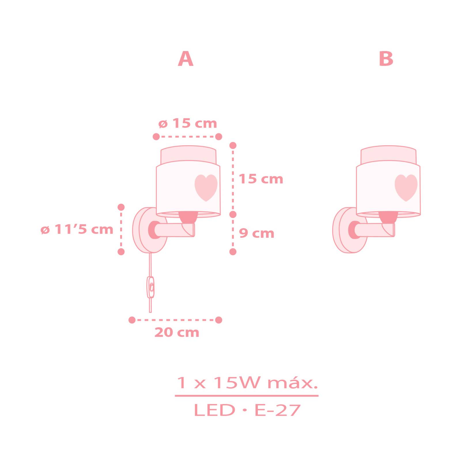 Dalber Baby Dreams Wandleuchte mit Stecker, pink günstig online kaufen