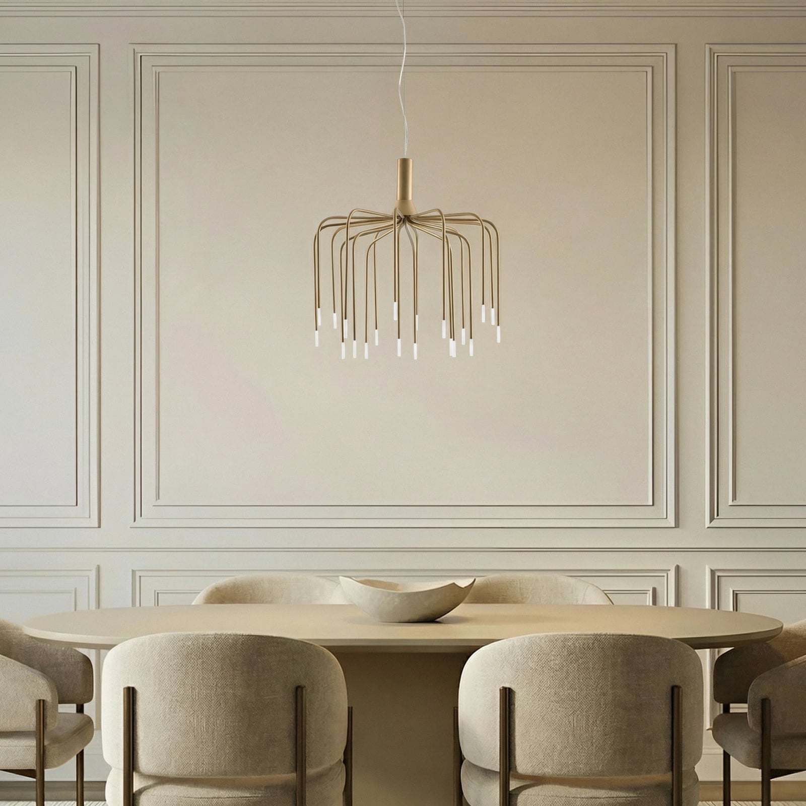 Lucande LED-riippuvalaisin Ariadne, halkaisija 57 cm, mattakulta, 20 lamellia