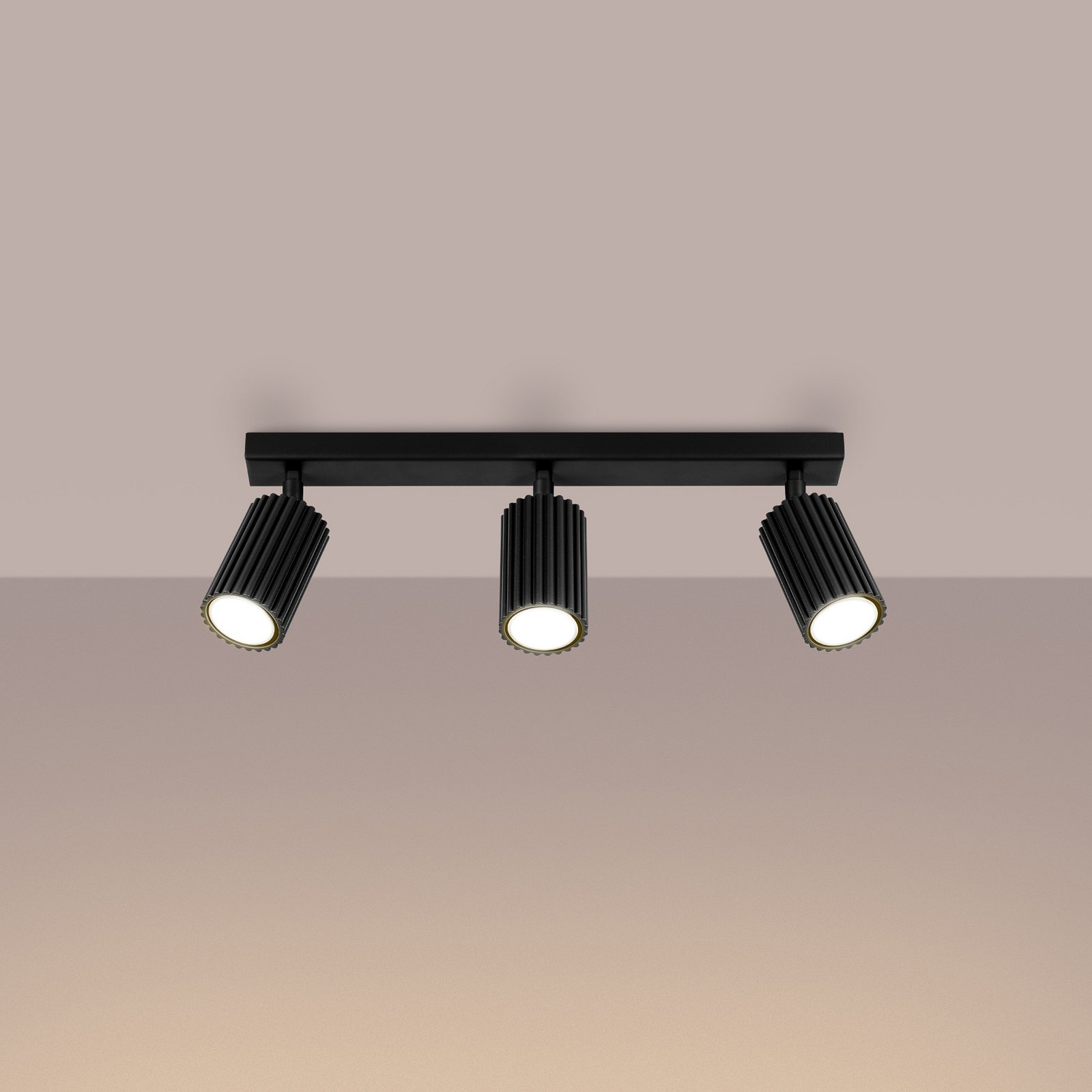 Deckenstrahler Karbon, schwarz, Länge 45 cm, Alu, 3-flg.