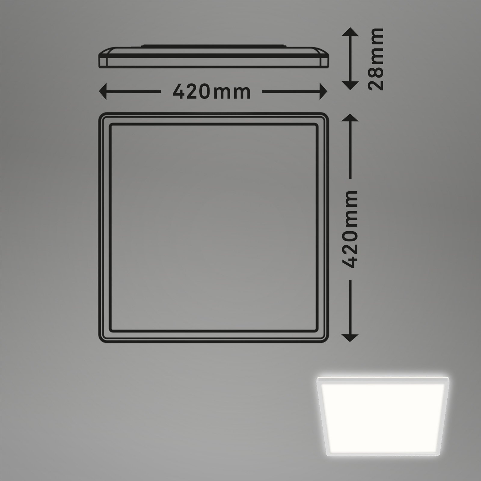 LED-Deckenleuchte 7156/7158, eckig 42x42cm