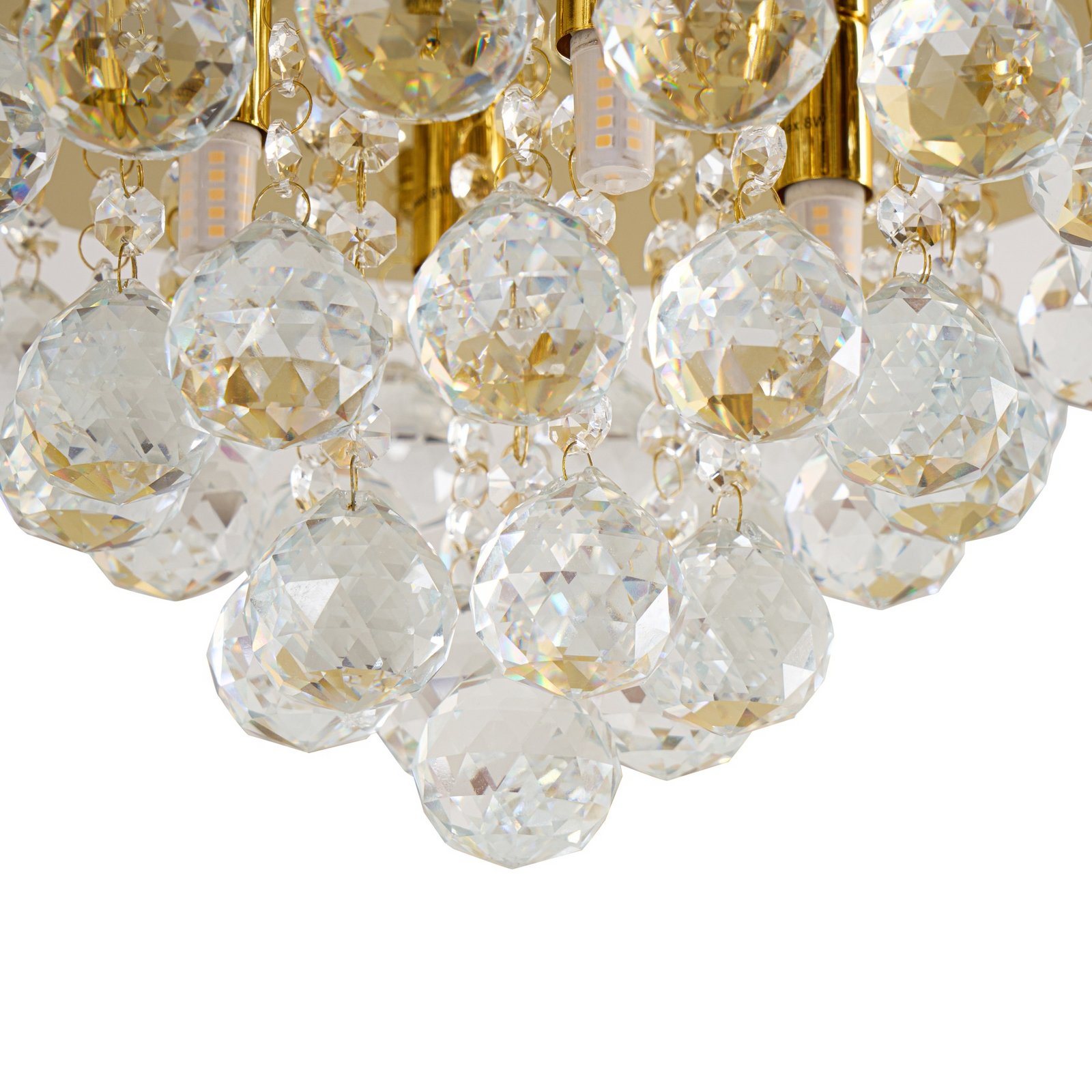 Lindby kattovalaisin Gillion, 4-valo, kulta, kristalli, Ø 35cm Lindby kattovalaisin Gillion, 4-valo, kulta, kristalli, Ø 35cm