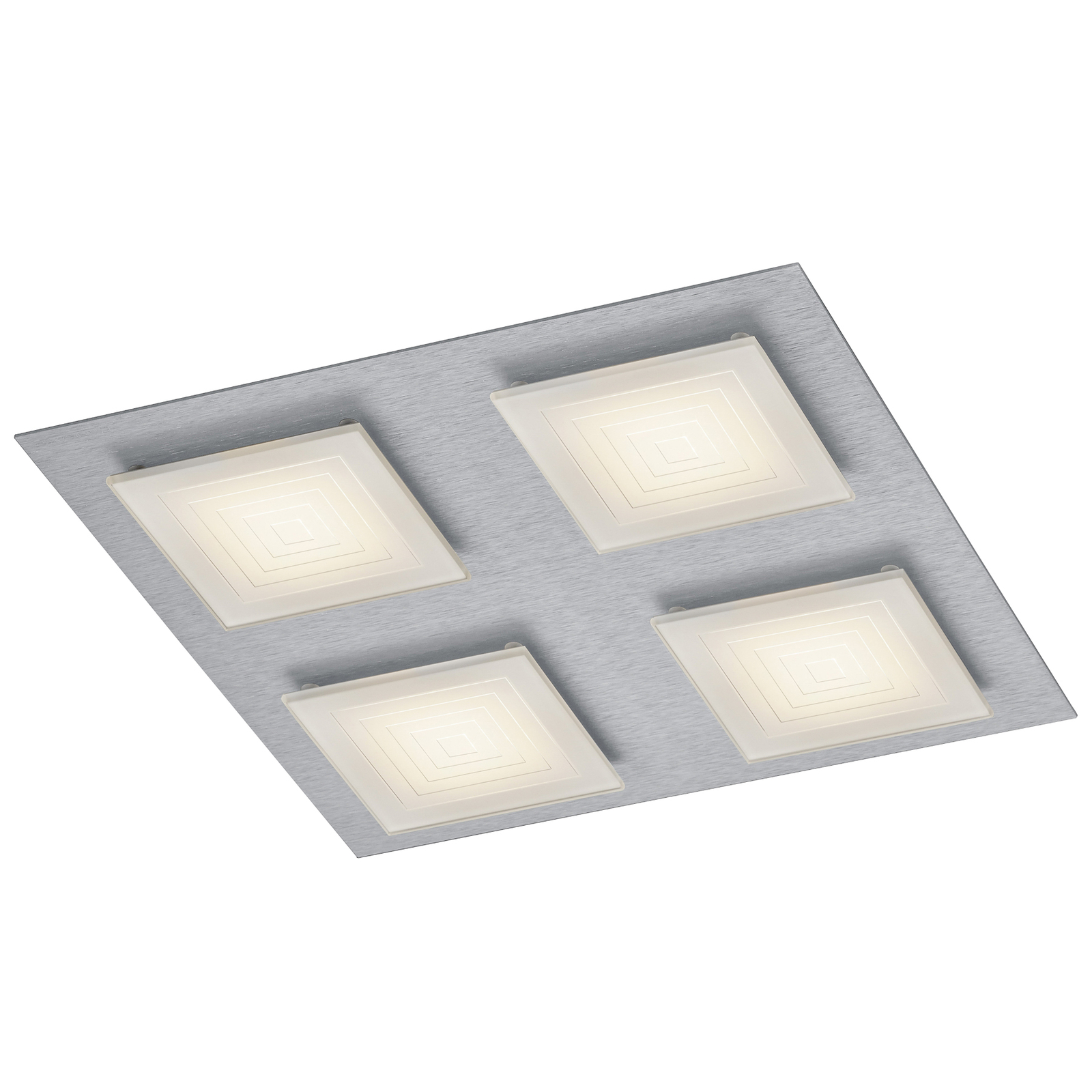 BANKAMP Ino LED plafondlamp 4-lamps zilver