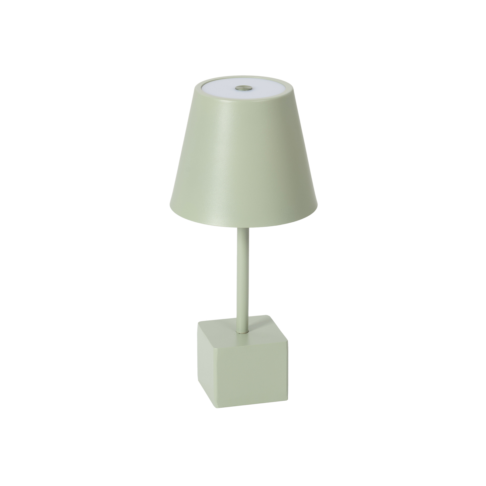 Lindby LED rechargeable table lamp Janea, cube, green, metal
