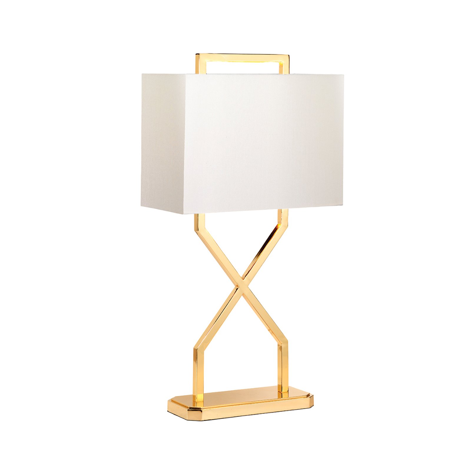 Textilná stolová lampa Cross zlatá/slonovinová