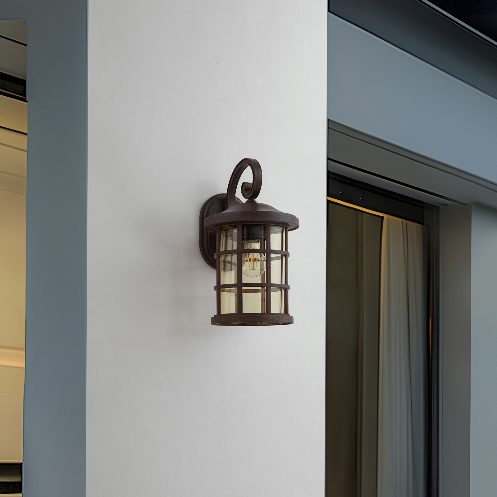 Applique da esterno Ankea, 37 cm, E27, ruggine/ambra, IP23 - Lindby