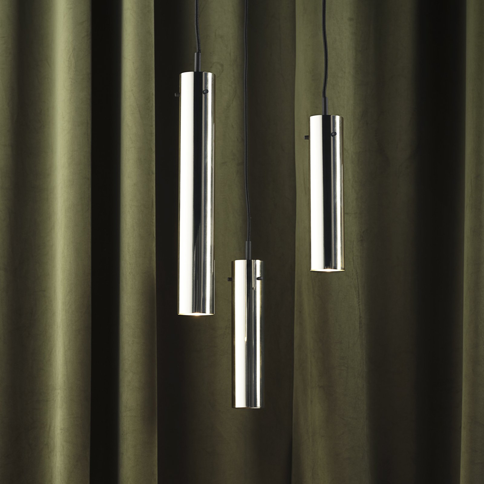 FRANDSEN pendant light FM2014, steel, glossy, height 24 cm