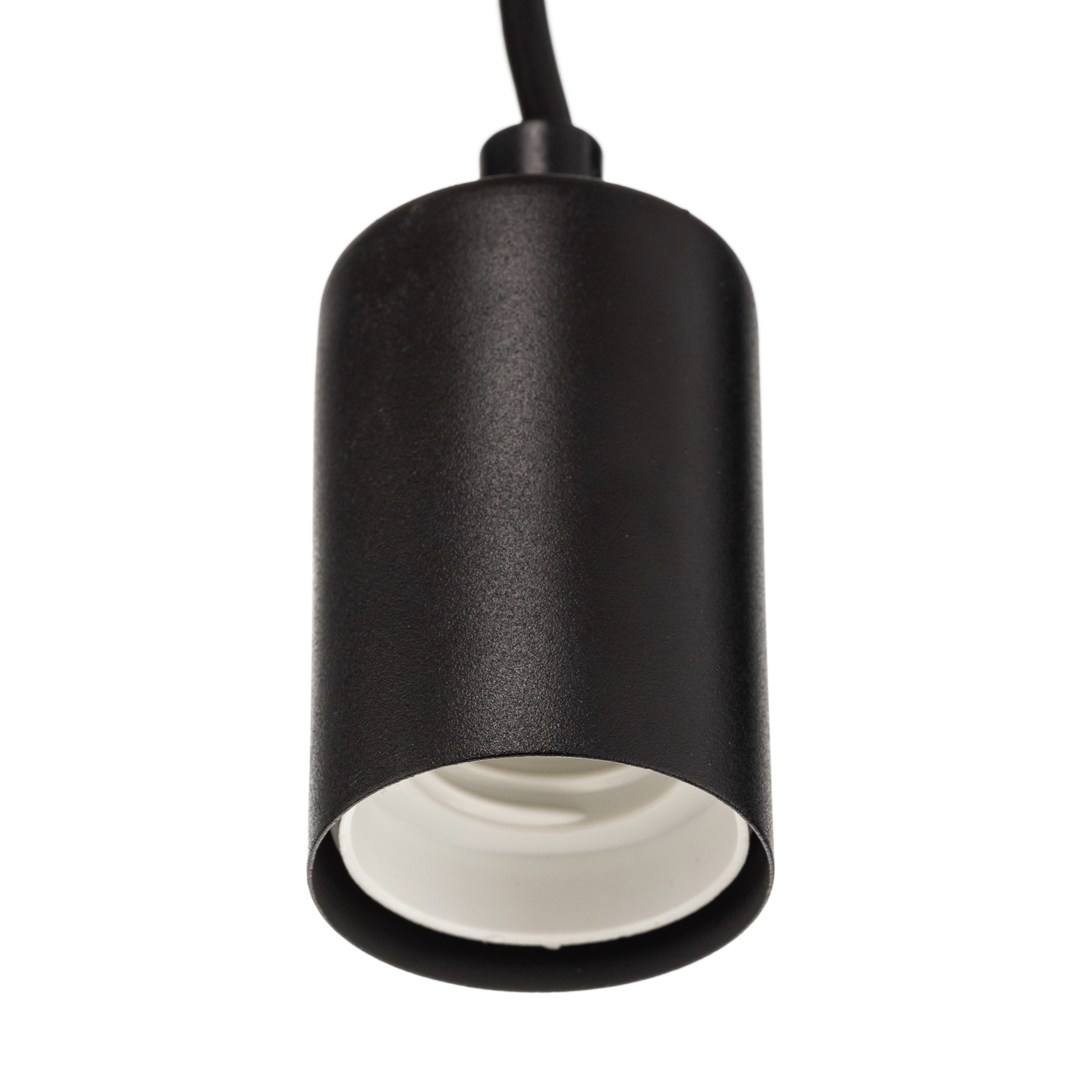 Závesná lampa Tyske z dreva, 5-plameňová, čierna