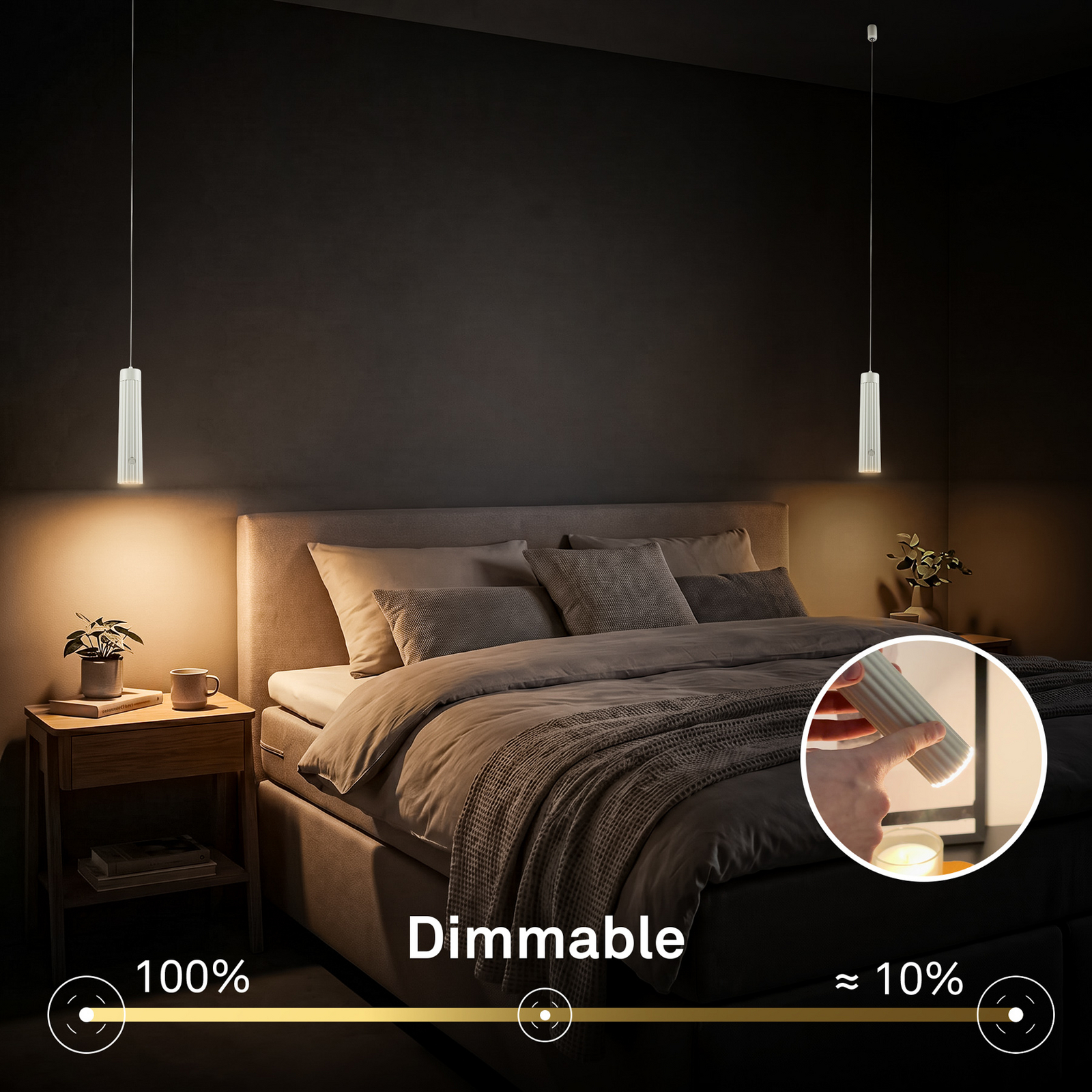 Lámpara colgante LED recargable «Hang», blanca, de plástico, atenuable Lámpara colgante LED recargable «Hang», blanca, de plástico, atenuable