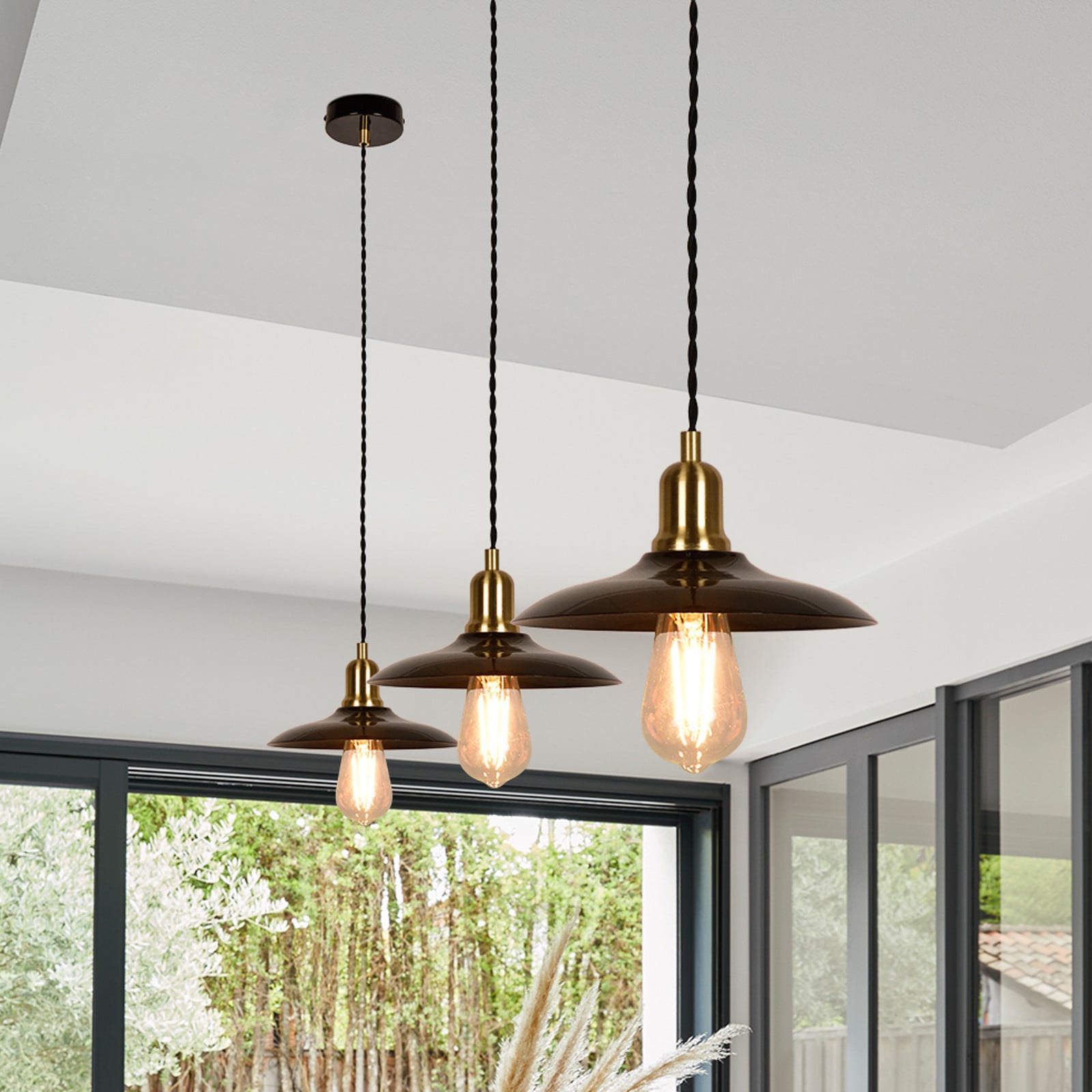 COREP Lampă suspendată Paulette negru Ø 22 cm metal - Camera de zi / sufragerie - Vintage - negru alamă