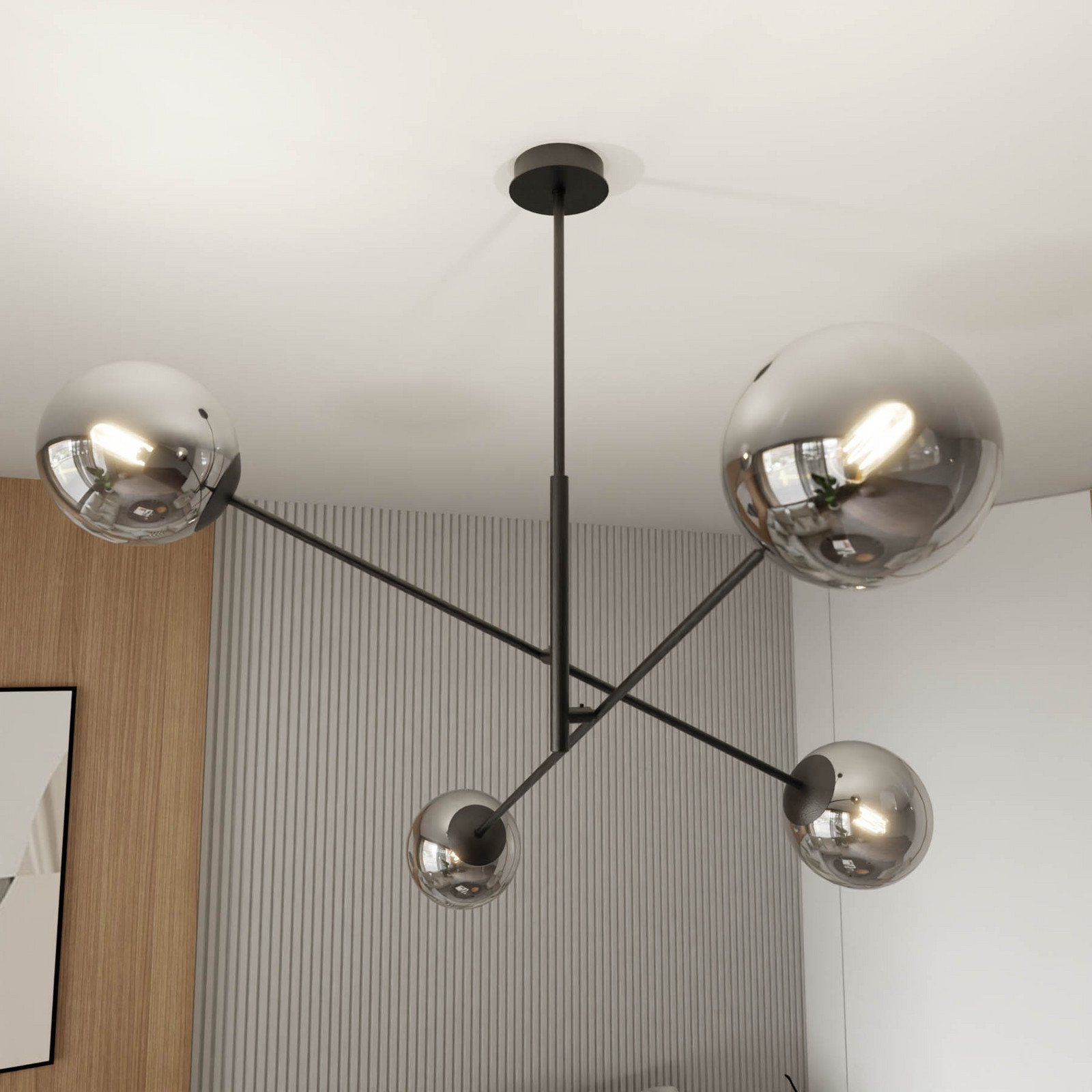 EMIBIG LIGHTING Plafonieră Linear negru/grafit 4 becuri - Camera de zi / sufragerie - modern - negru grafit - Metal