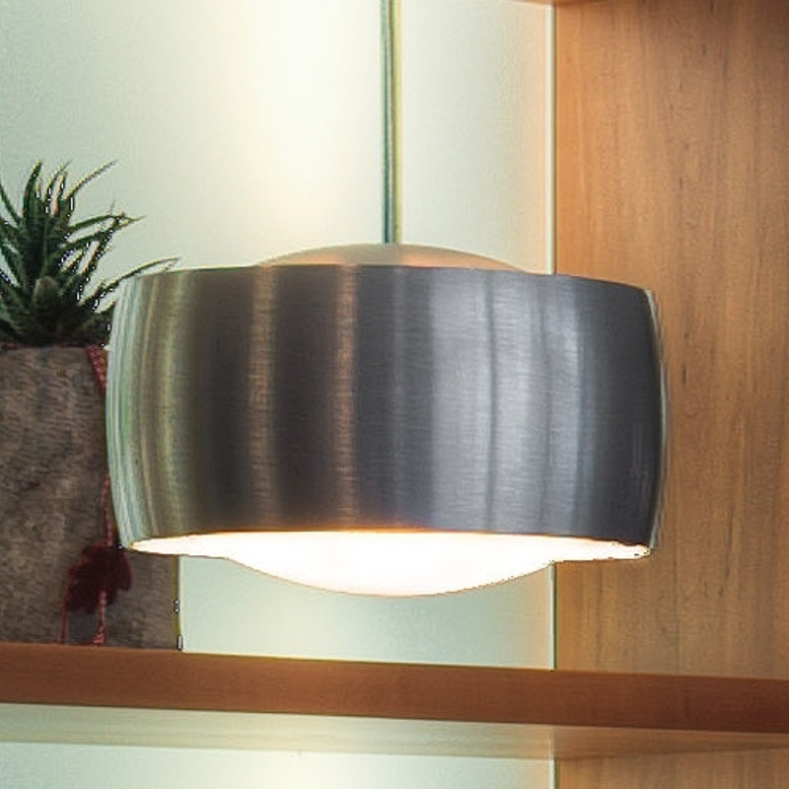 Oligo Hanging light GRACE for PLUG-IN 12 V, for Living / Dining Room, brushed aluminium, satin glass, GY6.35, 50 W, energy efficiency: A++, H: 8 cm