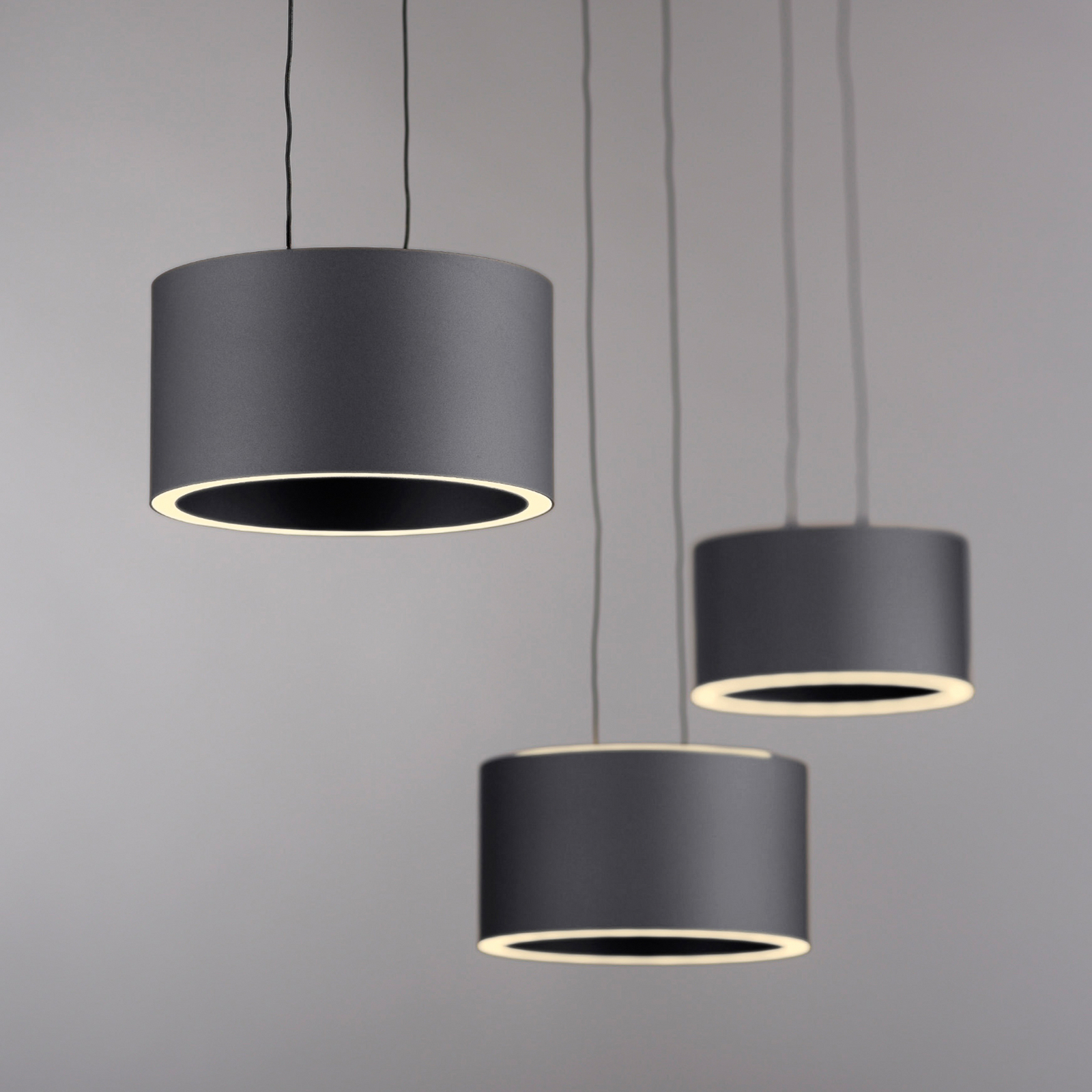 PURE LED-Hängelampe Clipse, grau, Länge 110 cm, CTT, 6-flg.