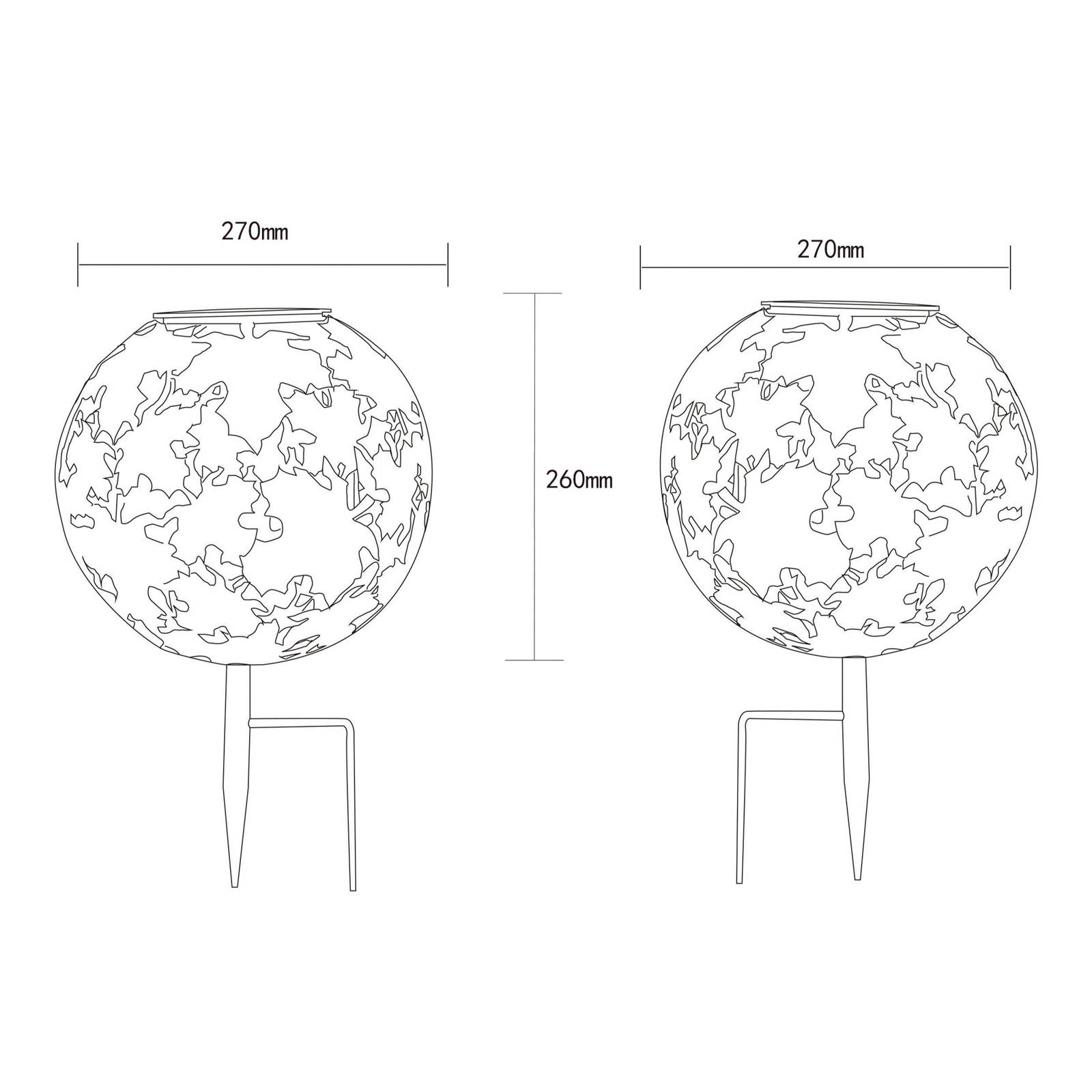 Lampa solarna LED 36749 kula Ø 27 cm, rdza, szpikulec, metal