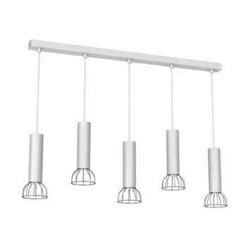 Hanglamp Danjel 5-lamps wit/zilver