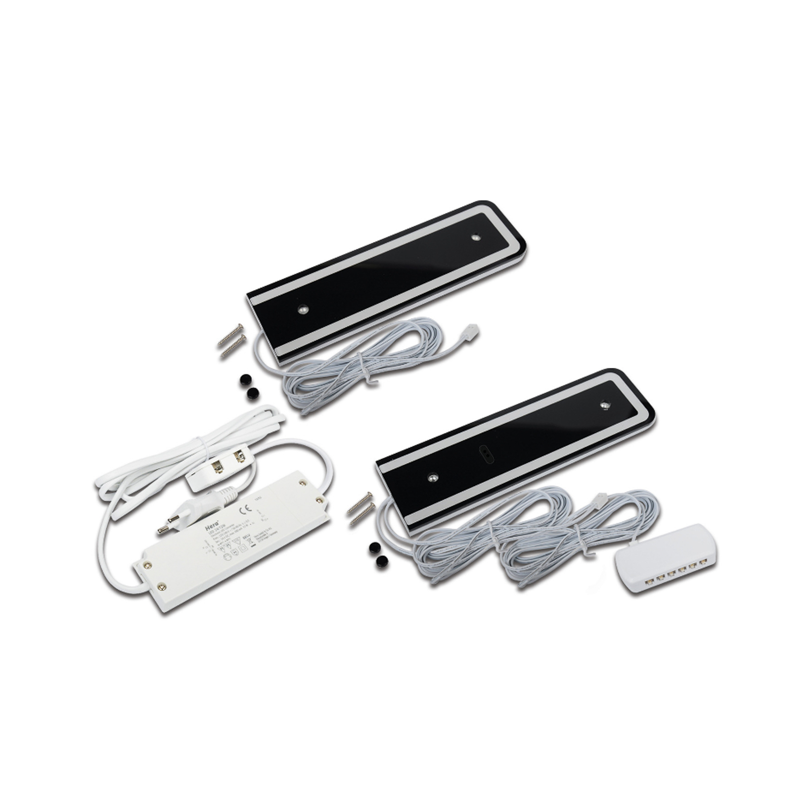 LED-Unterschrankleuchte U-Pad F, 2er-Set, Gestensensor, Alu