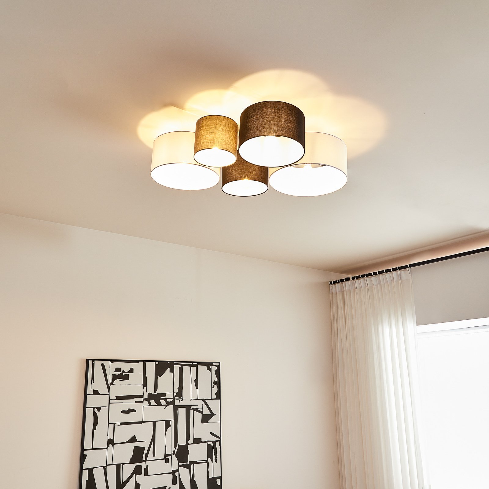 Lettie 5 PlafondGrey/Black/White - Lindby