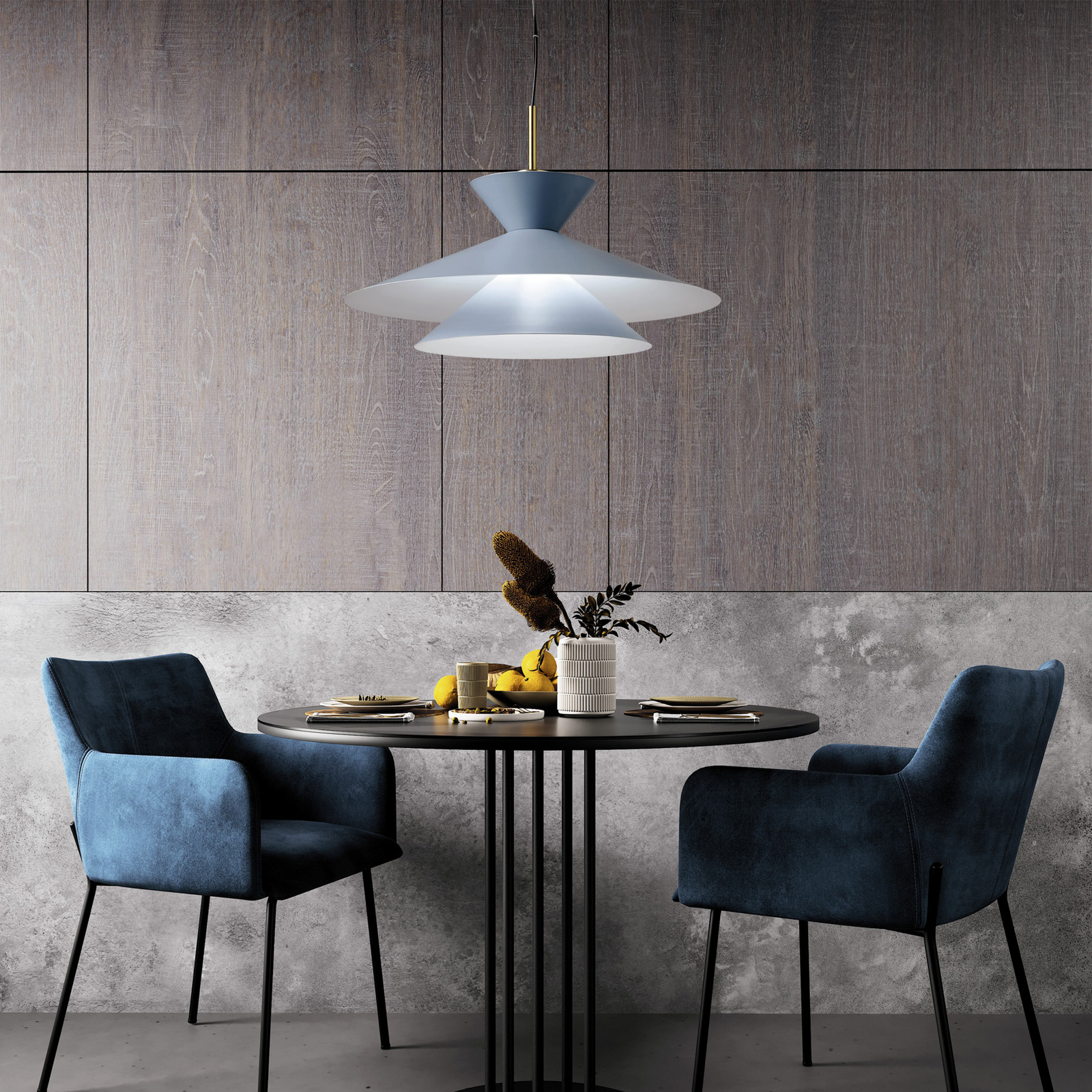 Kim pendant light, sky blue, Ø 60 cm, metal