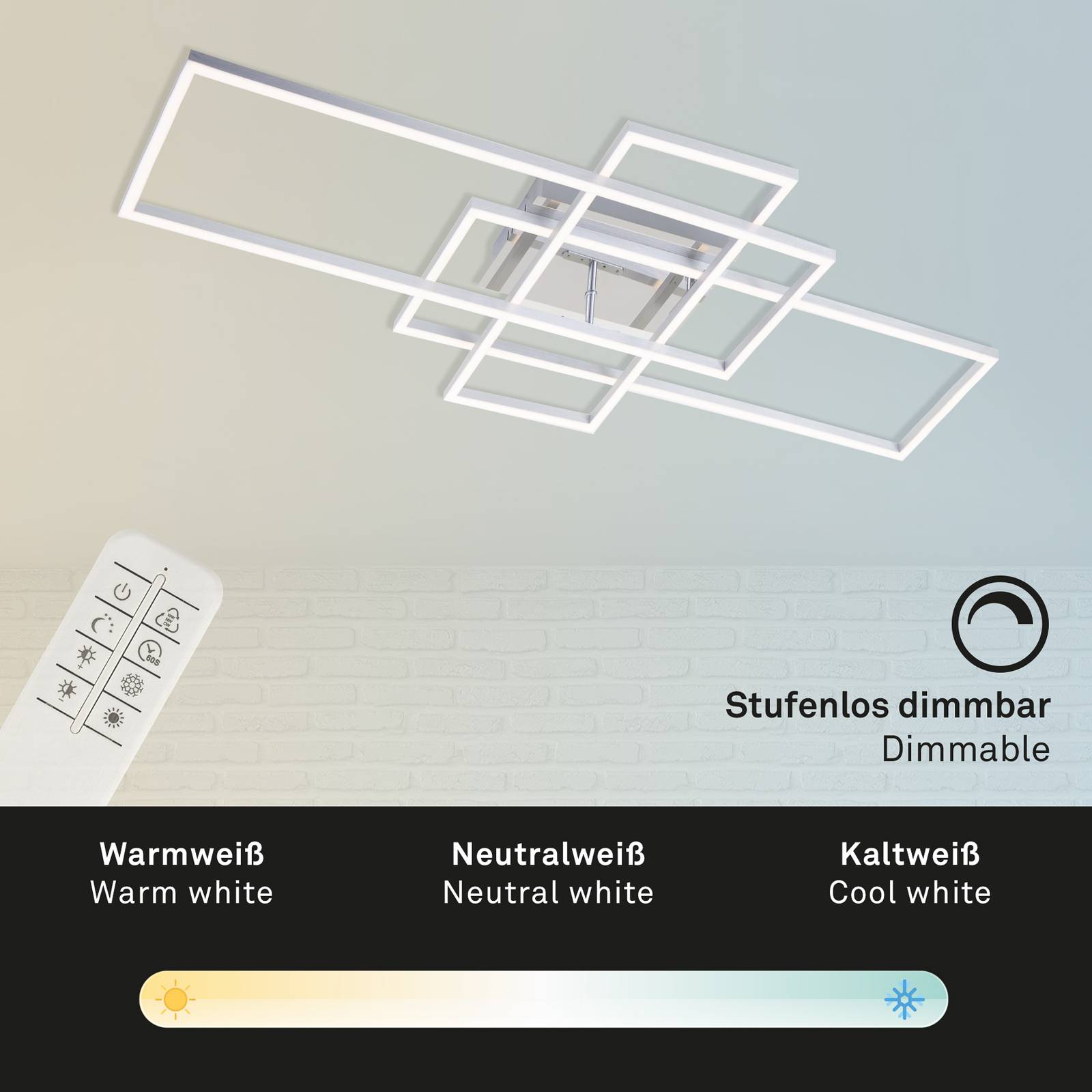 Lampa sufitowa Frame prostokąt 3-pkt CCT aluminium