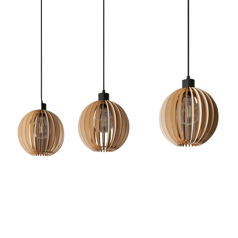 Envostar - Clay 3 Pendelleuchte Black/Wood