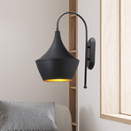 Bombe vägglampa, svart, metall, höjd 48 cm