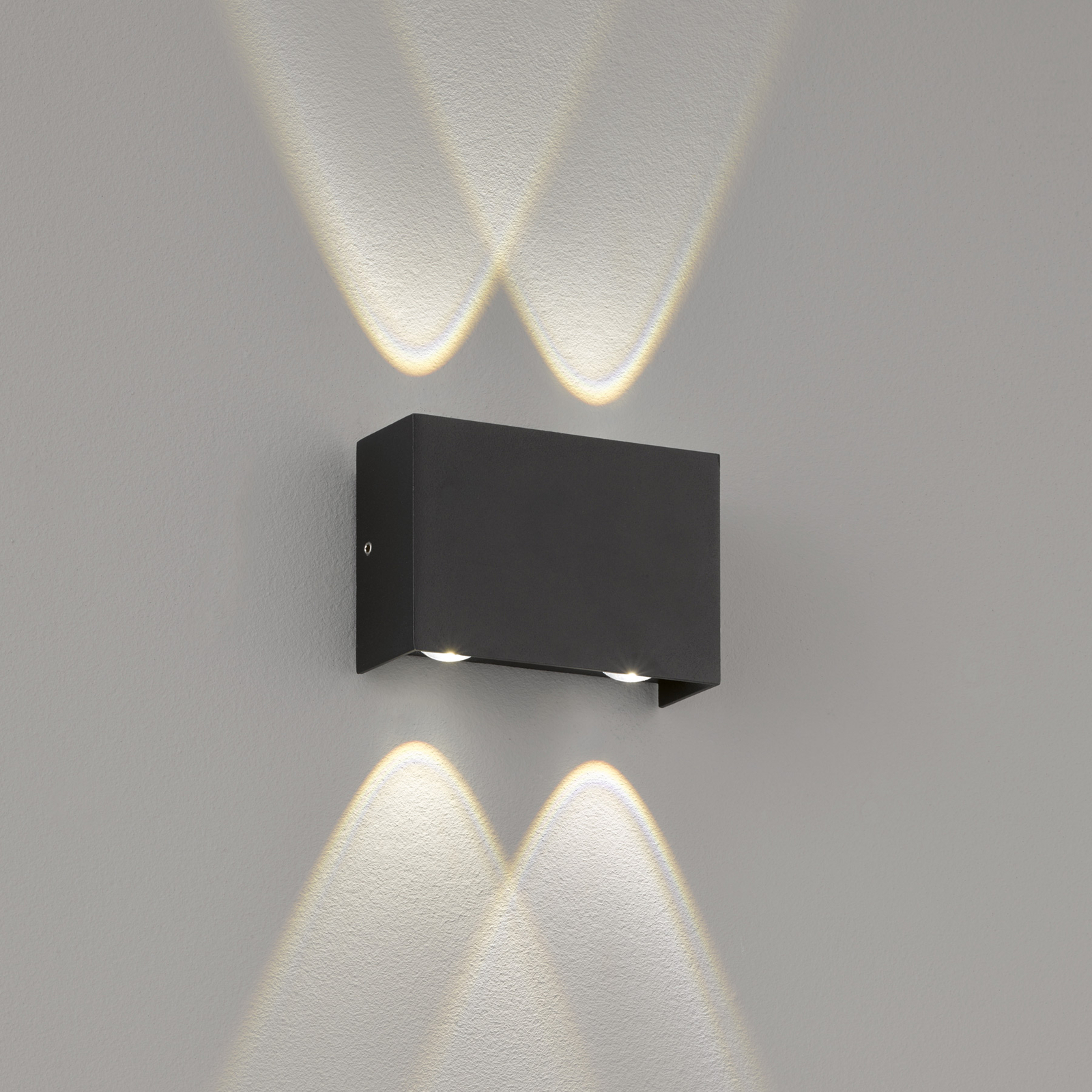 Tokio LED outdoor wall light in black, four-bulb