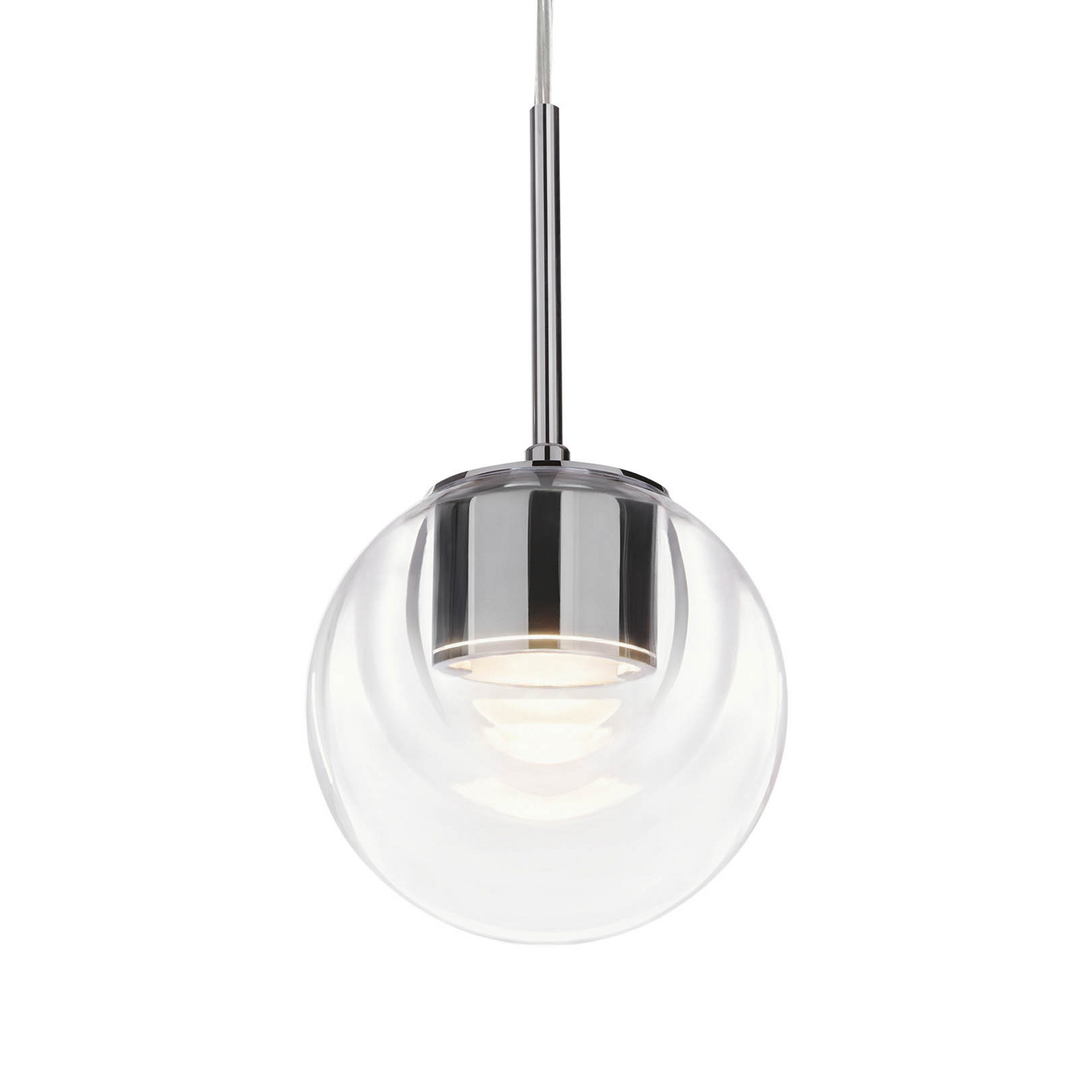 Dew LED hanging light, chrome-coloured, 1-bulb, Ø 11 cm - kdln