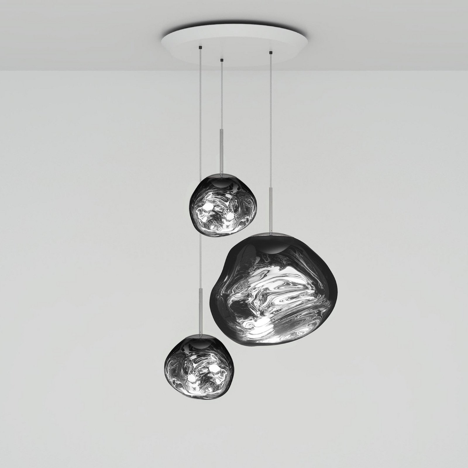 Tom Dixon Lampă suspendată LED Melt Trio rotundă cromată - Camera de zi / sufragerie - Design - Plastic