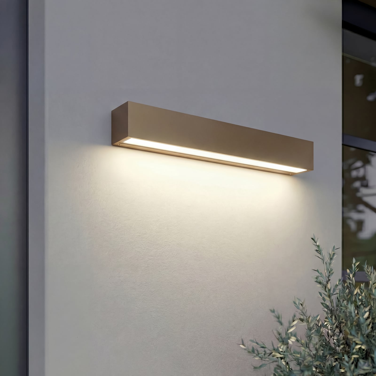 Lengo LED-ulkoseinälamppu, 50 cm, ruskea, alaspäin suunnattu, 3000 K – Lucande