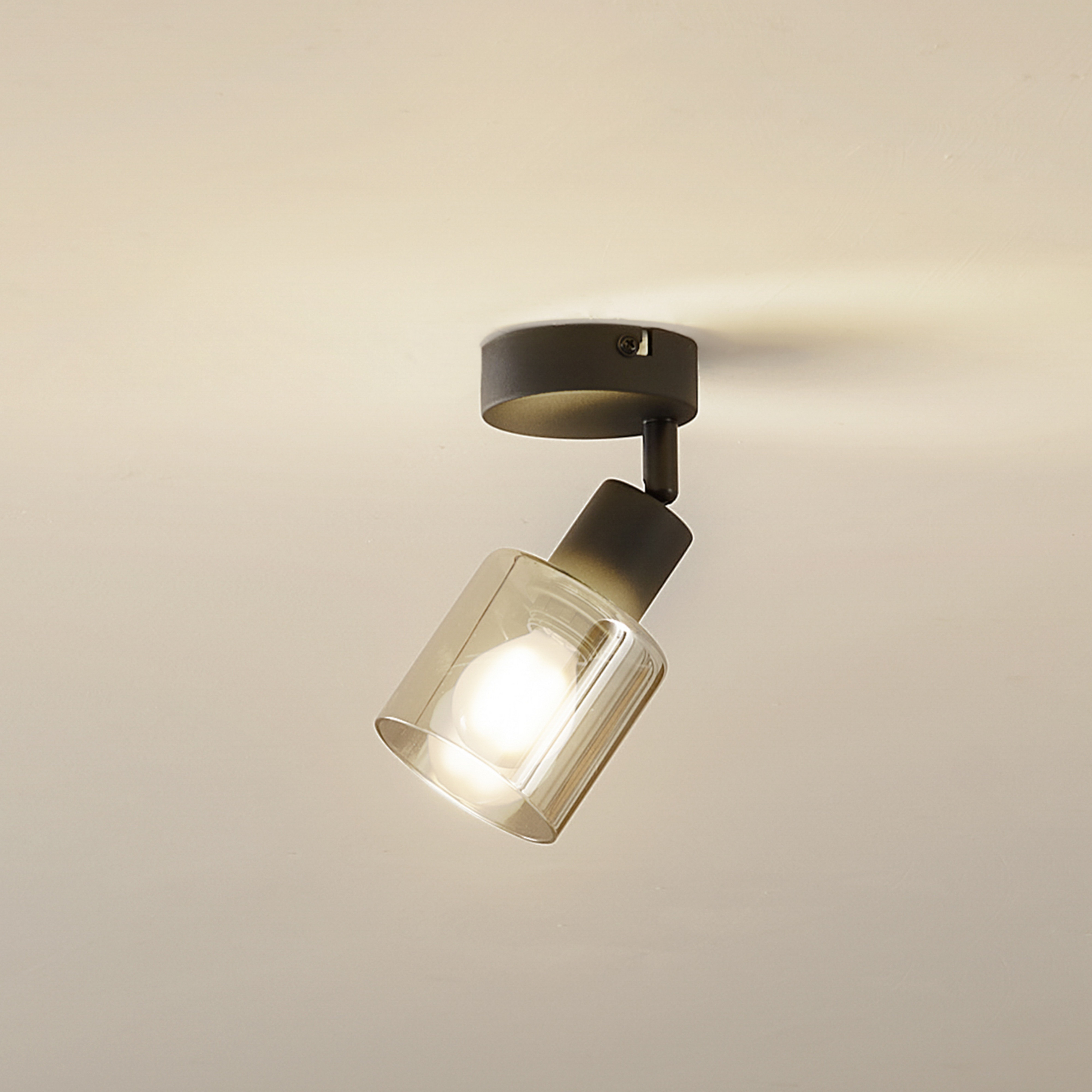 Lampa sufitowa Lindby Netty, 1-punktowa, szary, szkło