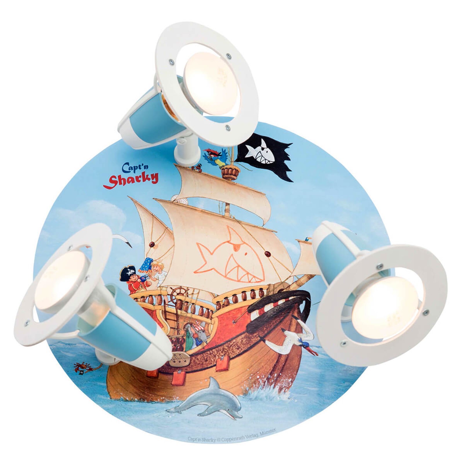 Lámpara de techo Capt'n Sharky para los niños