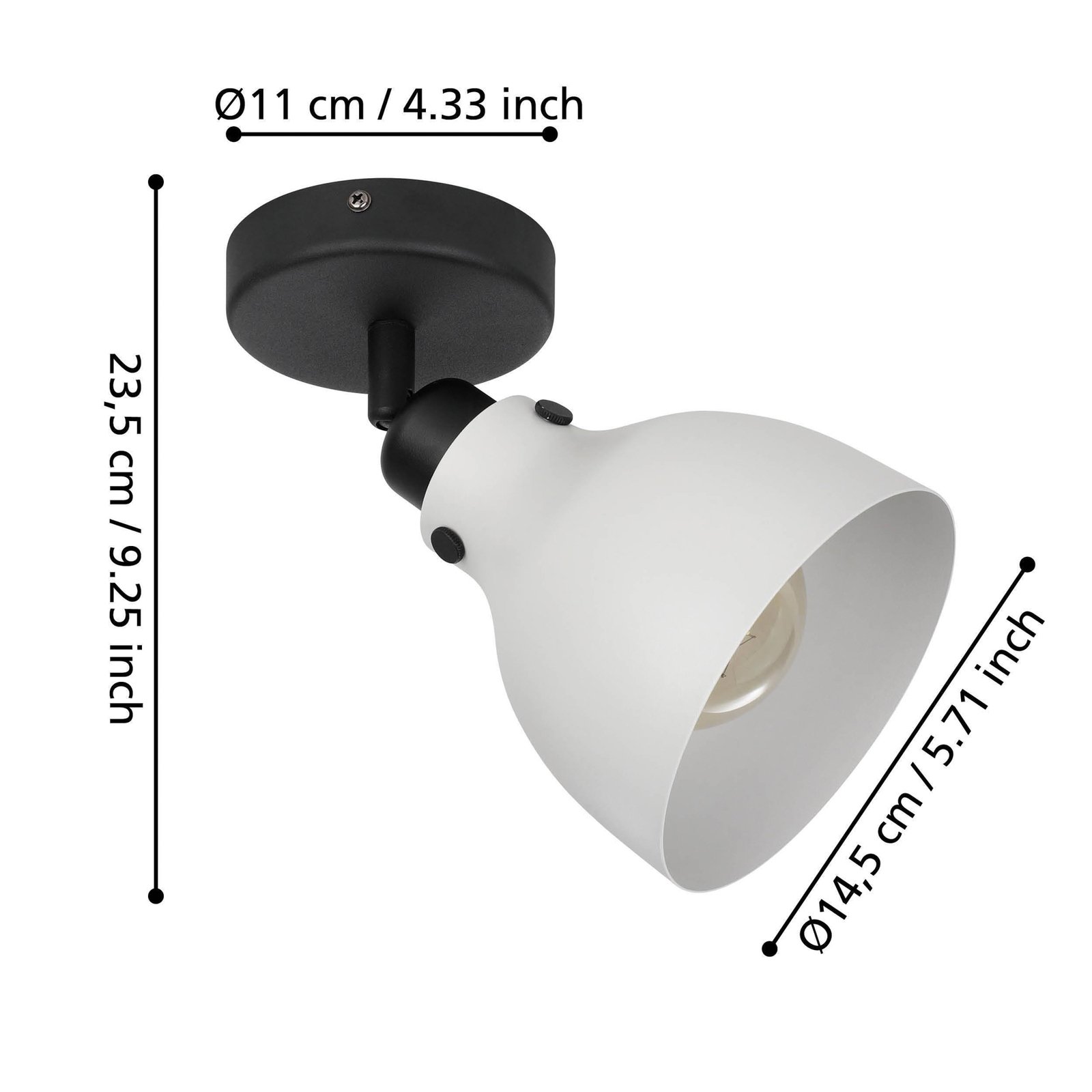 Прожектор за таван Matlock, дължина 24,5 cm, сив/черен, стомана