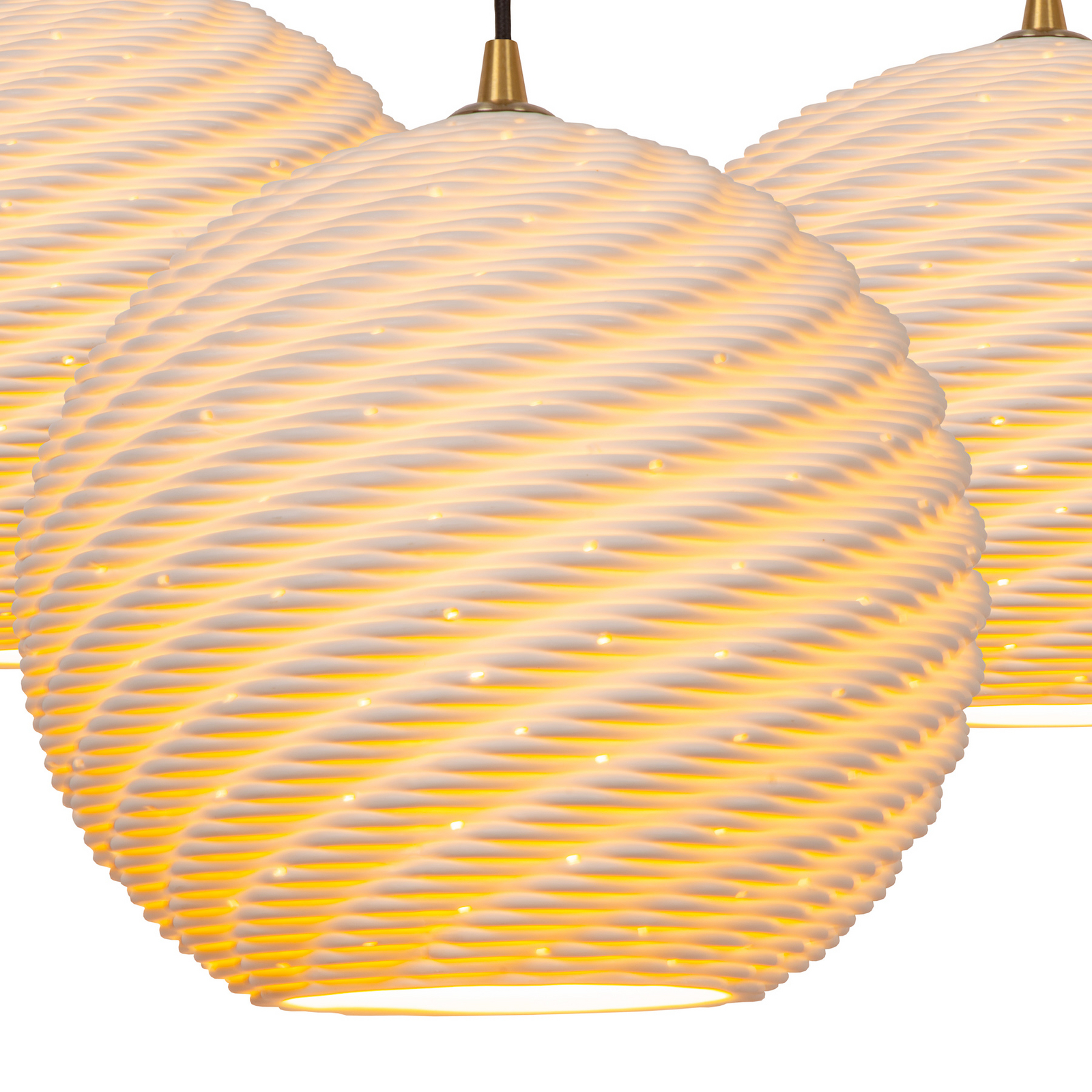 Pendellampe Bina, Länge 45 cm weiß/schwarz, Porzellan 3-flg.