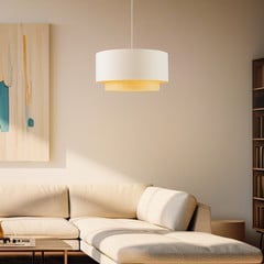 Závesné svietidlo Boho, Ø 60 cm, 1-pl., ecru-biela/ratan