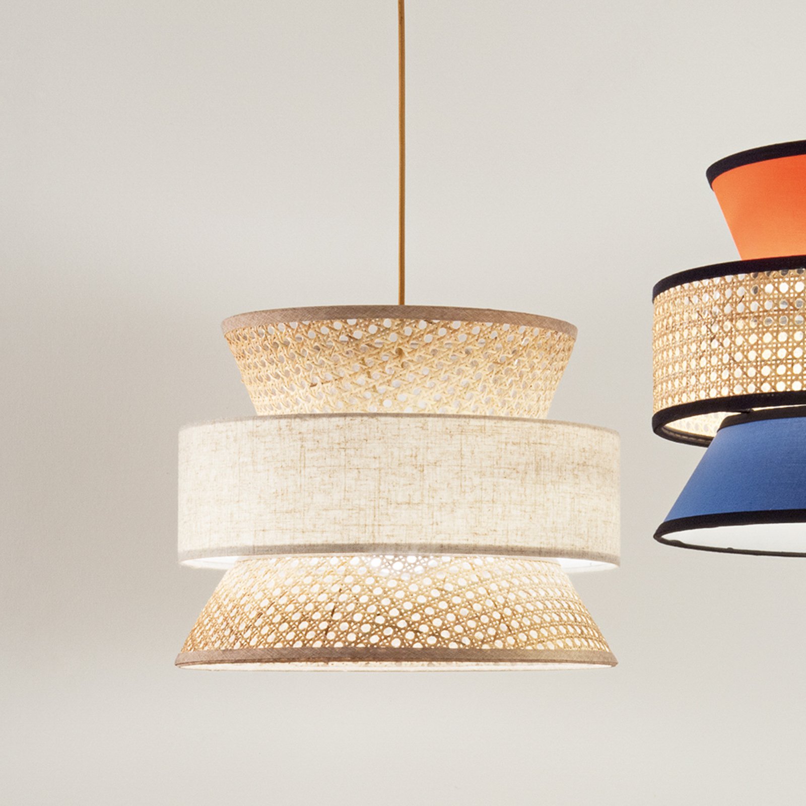 Hänglampa Gazebo, natur/beige, Ø 40 cm, rotting/tyg