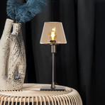 Galda lampa „Ancilla“ brūna/dzintara krāsā, 33 cm, metāls, stikls, E14