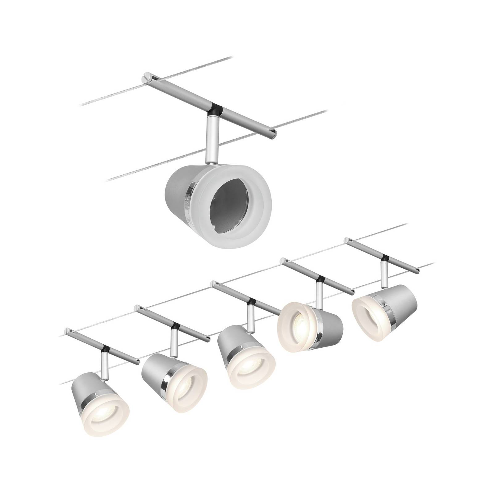 Paulmann Cone cable system basic 5-bulb chrome - Hallway - Cable Light - Modern - Silver