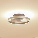 Lindby LED-takfläkt Momitu, silver, tyst, Ø 14 cm