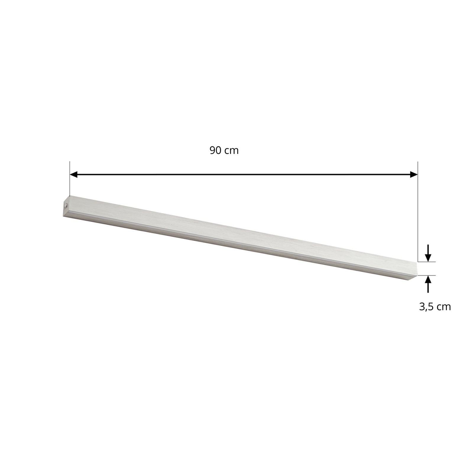 Kinsley LED-vegglampe, nikkel, dimbar, 90 cm, CCT – Lucande Kinsley LED-vegglampe, nikkel, dimbar, 90 cm, CCT – Lucande