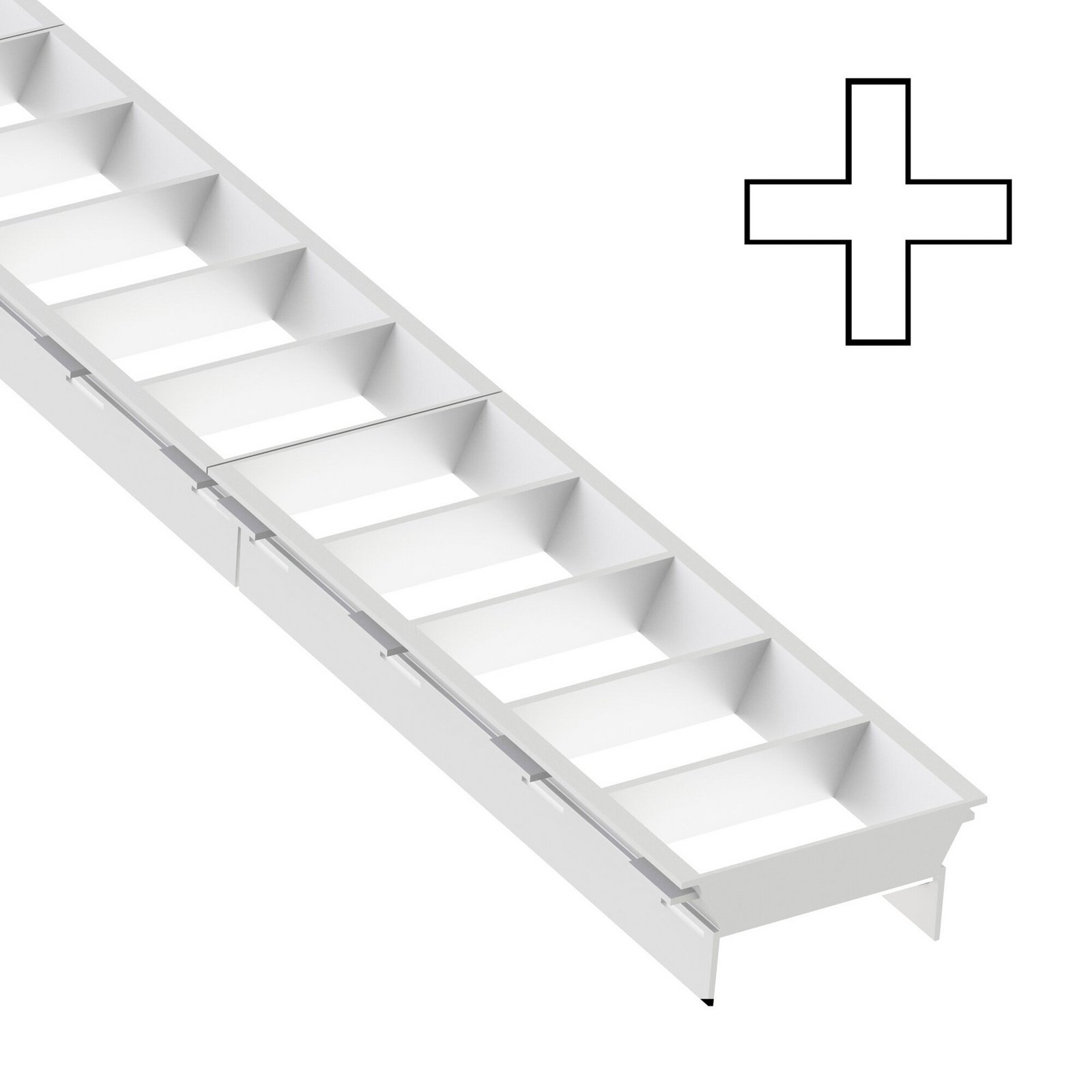 SLC lamelių grotelės „Click“, X modulis, baltos spalvos, plastikinės