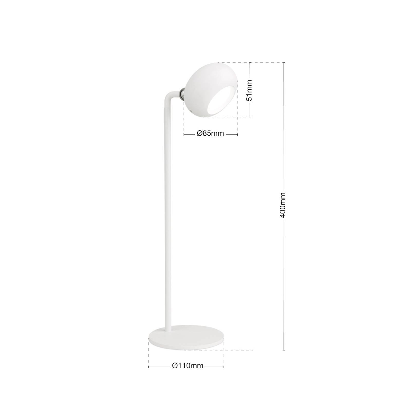 LED-Akku-Tischlampe Kerby, weiß, Höhe 40 cm, Stahl/Alu, CCT günstig online kaufen