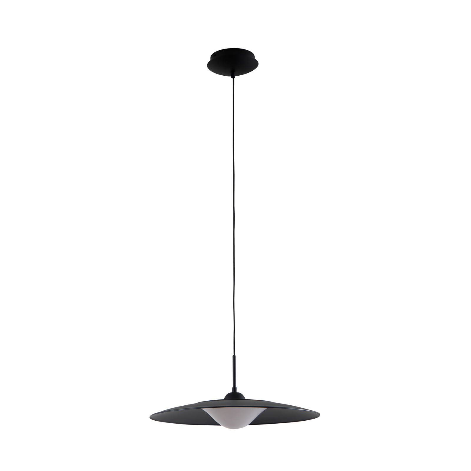 Závesné svietidlo Lucande LED Foco, pieskovo čierna, kov, Ø 50 cm 