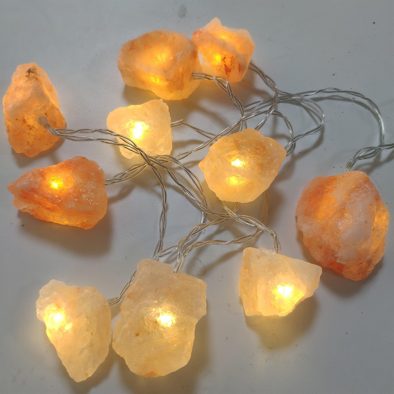 LED-saltkristall ljusslinga Hoku, 10 lampor